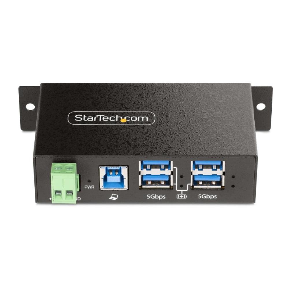 StarTech.com - Hub USB Industrial de 4 Puertos Gestionado - Servicio Pesado - Caja de Metal - Protección ESD y Sobretensión - Mo