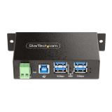 StarTech.com - Hub USB Industrial de 4 Puertos Gestionado - Servicio Pesado - Caja de Metal - Protección ESD y Sobretensión - Mo