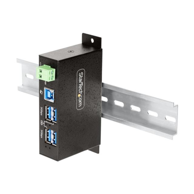 StarTech.com - Hub USB Industrial de 4 Puertos Gestionado - Servicio Pesado - Caja de Metal - Protección ESD y Sobretensión - Mo