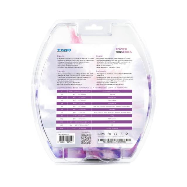 TooQ - TQLC-90BS02AT adaptador e inversor de corriente Interior 90 W Negro