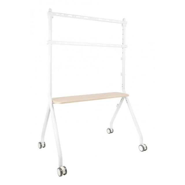 TooQ - iLOVE Soporte de Suelo con Ruedas para Pantalla 49"-80", Blanco y Haya