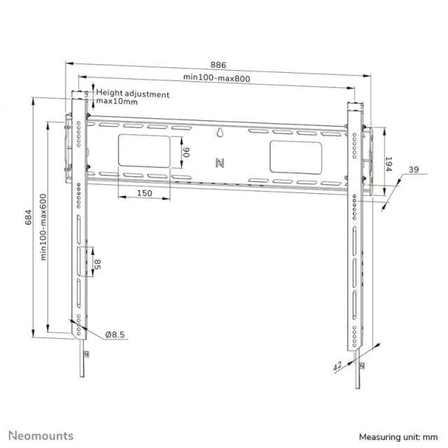 Neomounts - WL30-750BL18 Soporte de pared robusto 43-98" - fijo - bloqueable - instalación rápida - TÜV