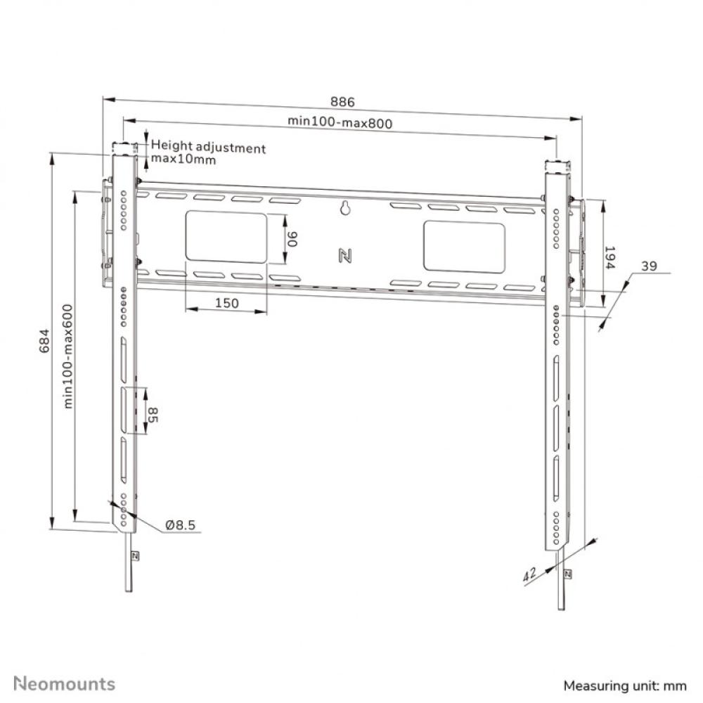 Neomounts - WL30-750BL18 Soporte de pared robusto 43-98" - fijo - bloqueable - instalación rápida - TÜV