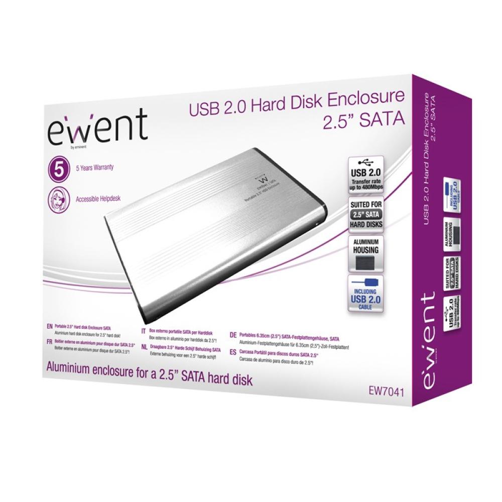 Ewent - EW7041 caja para disco duro externo Negro 2.5" USB con suministro de corriente