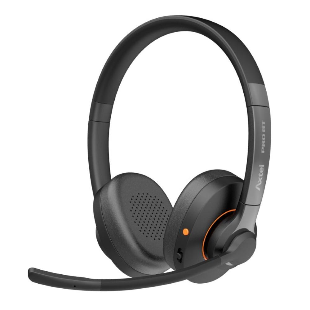 Axtel - Pro BT duo Auriculares Inalámbrico Diadema Oficina/Centro de llamadas USB Tipo C Bluetooth Negro, Naranja