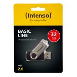 Intenso - Basic Line unidad flash USB 32 GB USB tipo A 2.0 Negro, Plata