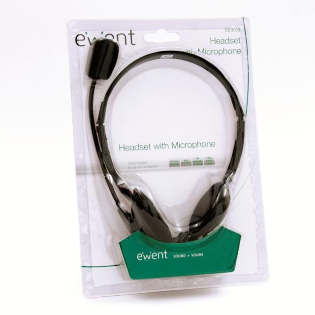 Ewent - EW3563 auricular y casco Auriculares Alámbrico Diadema Llamadas/Música Negro