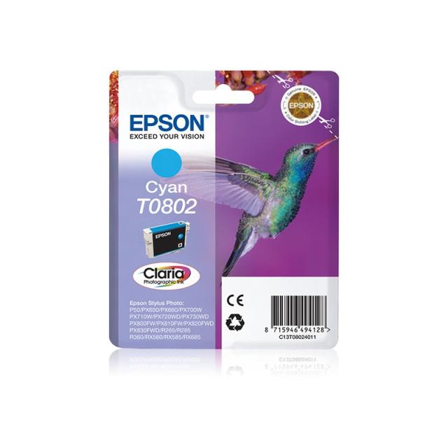 Epson - Hummingbird Cartucho T0802 cian (etiqueta RF)