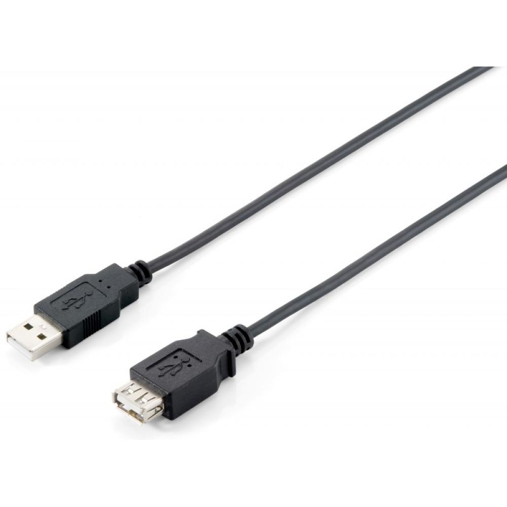 Equip - 128850 Cable de extensión USB 2.0 tipo A macho a hembra, 1,8 m , negro