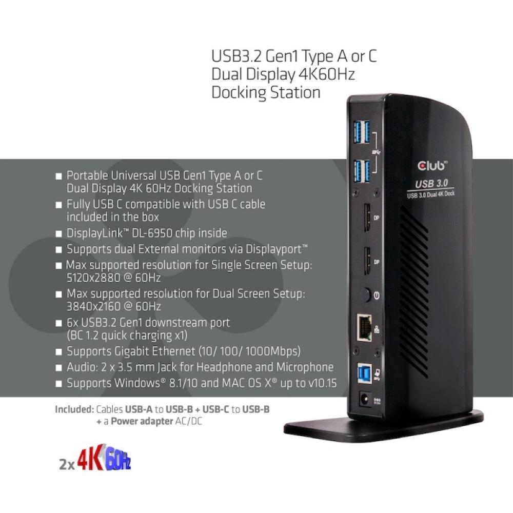 CLUB3D - USB A Display 4K60Hz Docking Station