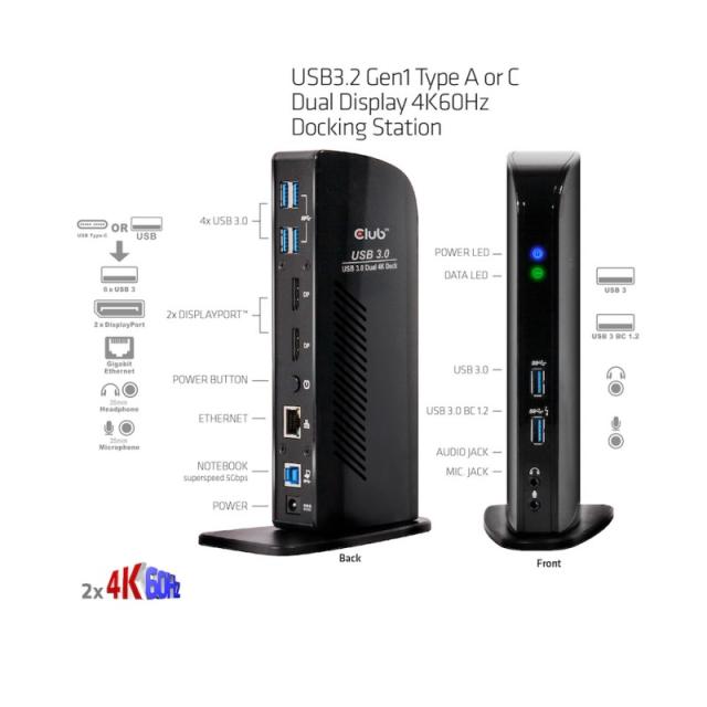 CLUB3D - USB A Display 4K60Hz Docking Station