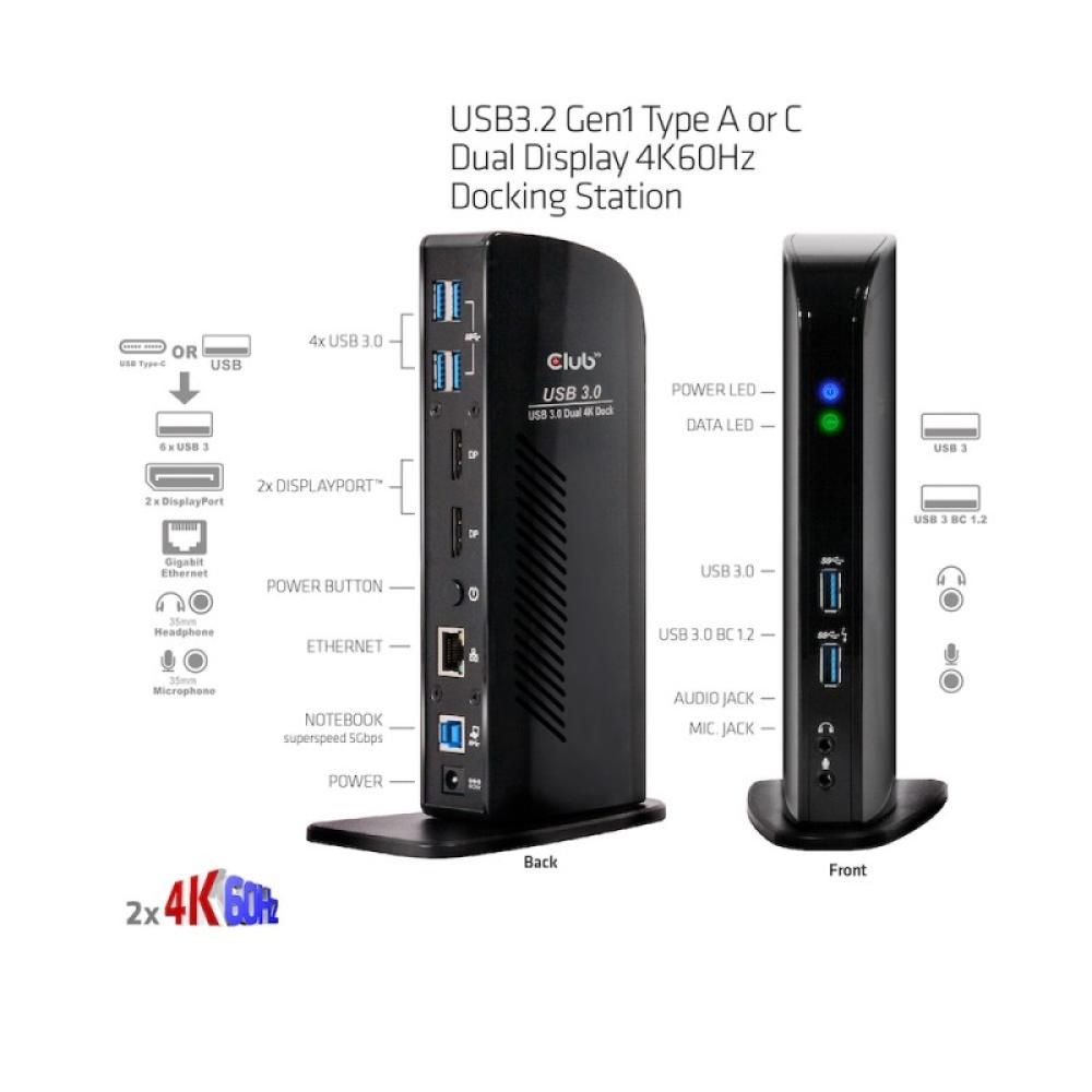 CLUB3D - USB A Display 4K60Hz Docking Station