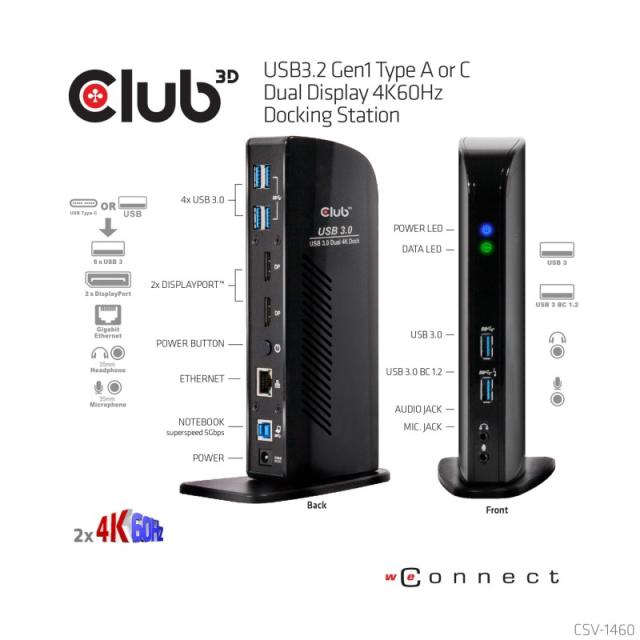 CLUB3D - USB A Display 4K60Hz Docking Station