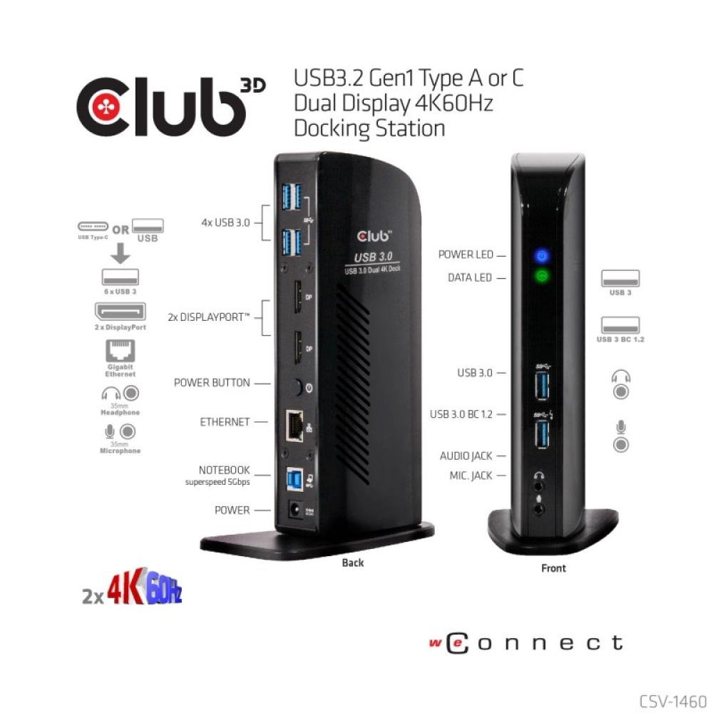 CLUB3D - USB A Display 4K60Hz Docking Station