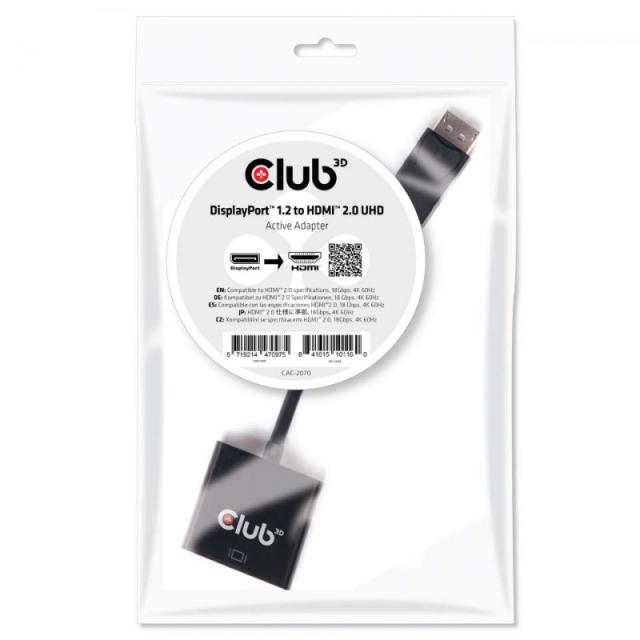 CLUB3D - DisplayPort 1.2 a HDMI 2.0 UHD Adaptador Activo