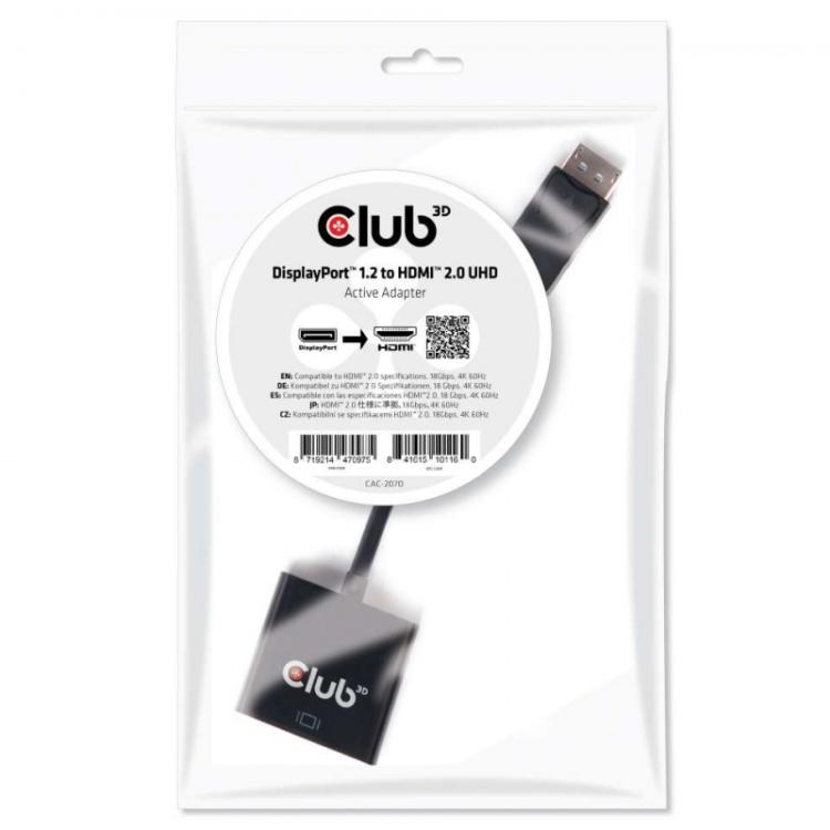 CLUB3D - DisplayPort 1.2 a HDMI 2.0 UHD Adaptador Activo