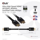 CLUB3D - Ultra High Speed HDMI 4K120Hz, 8K60Hz Certified Cable 48Gbps M/M 1 m/3.28 ft