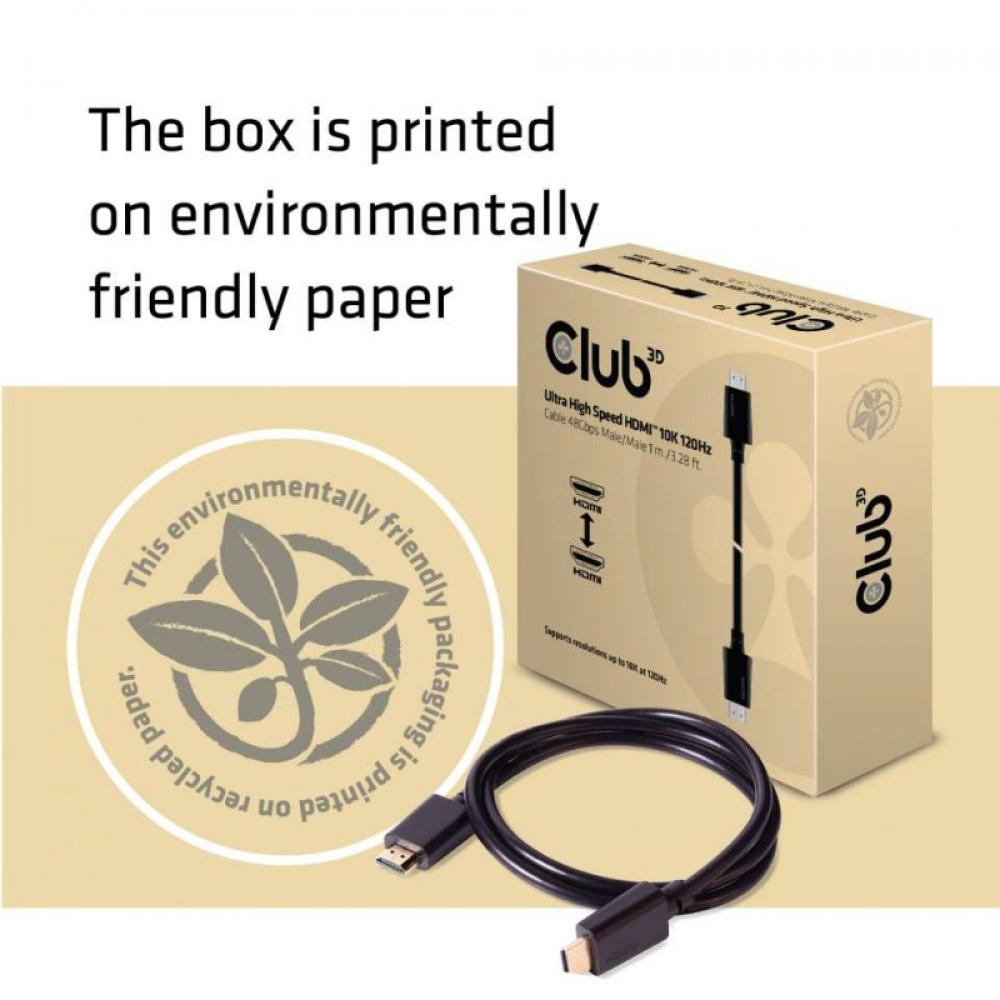 CLUB3D - Ultra High Speed HDMI 4K120Hz, 8K60Hz Certified Cable 48Gbps M/M 1 m/3.28 ft