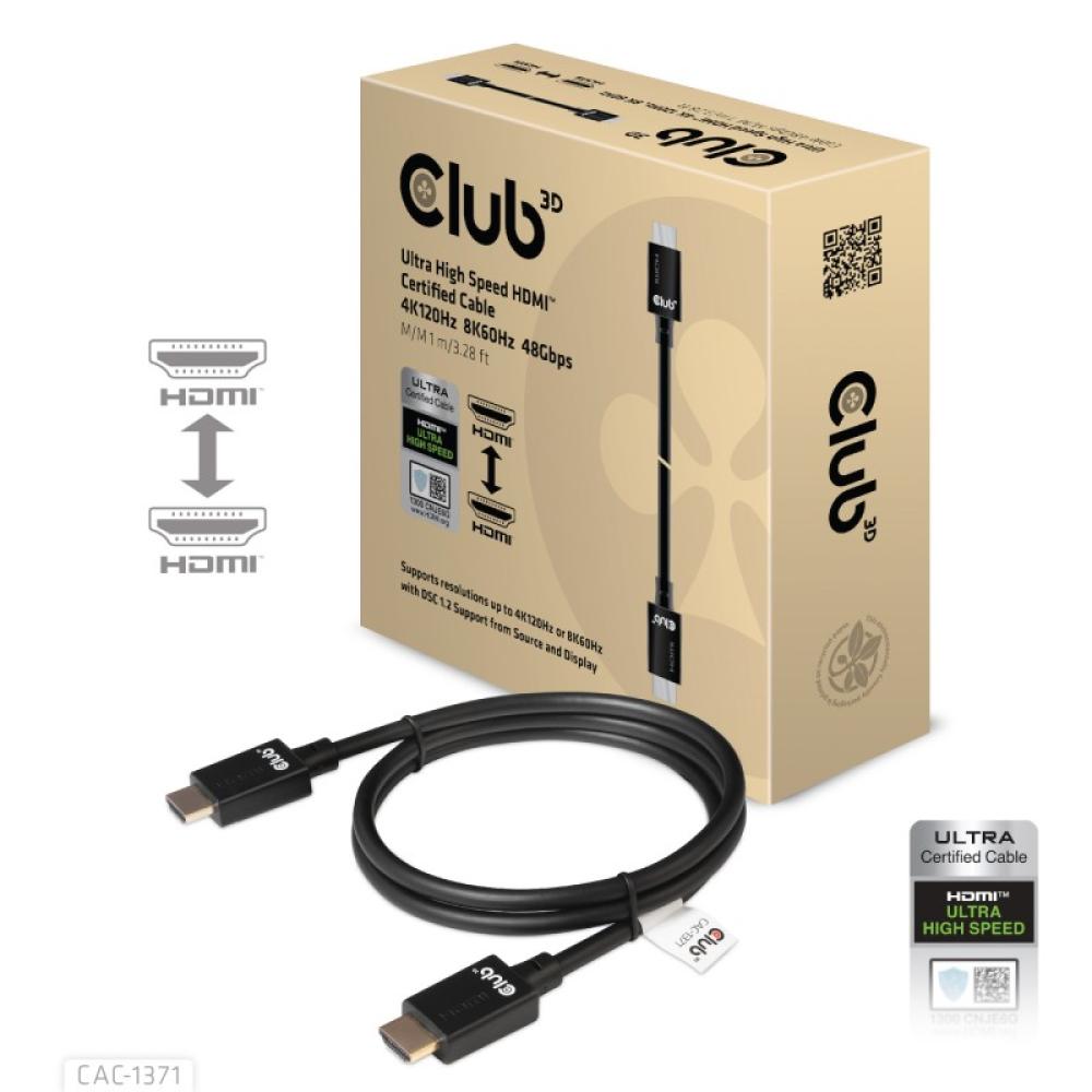CLUB3D - Ultra High Speed HDMI 4K120Hz, 8K60Hz Certified Cable 48Gbps M/M 1 m/3.28 ft