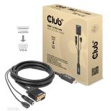 CLUB3D - CAC-1712 adaptador de cable de vídeo 2 m VGA (D-Sub) + 3,5mm HDMI + Micro-USB Negro