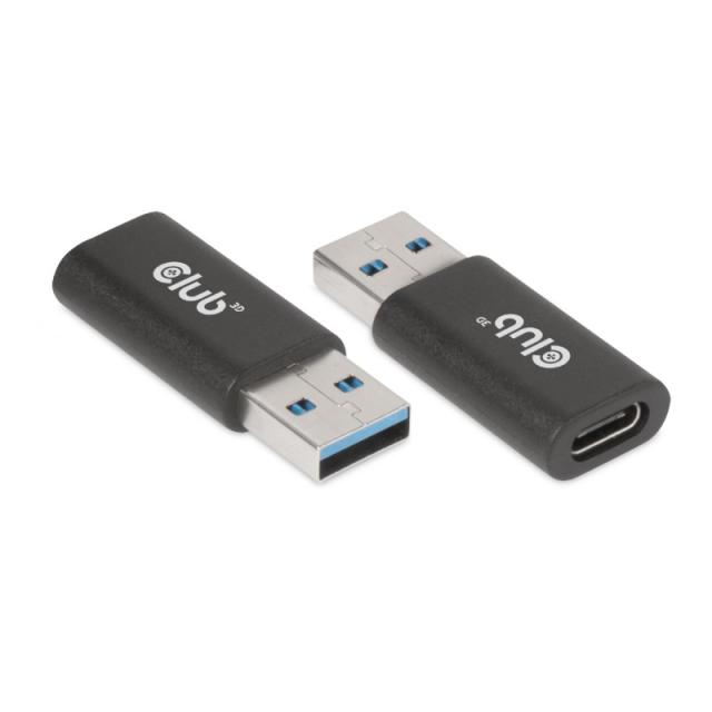CLUB3D - CAC-1525 cambiador de género para cable USB A USB TYPE C Negro