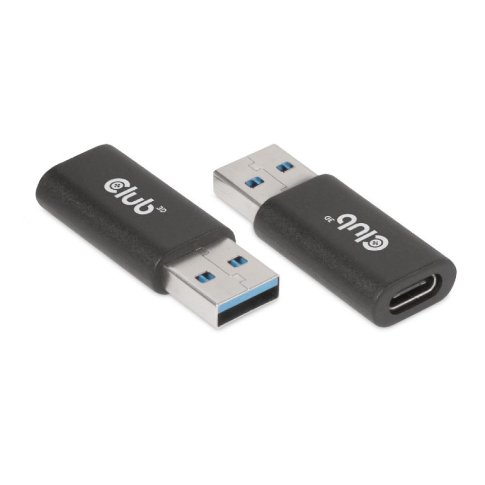 CLUB3D - CAC-1525 cambiador de género para cable USB A USB TYPE C Negro