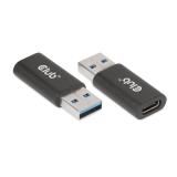 CLUB3D - CAC-1525 cambiador de género para cable USB A USB TYPE C Negro