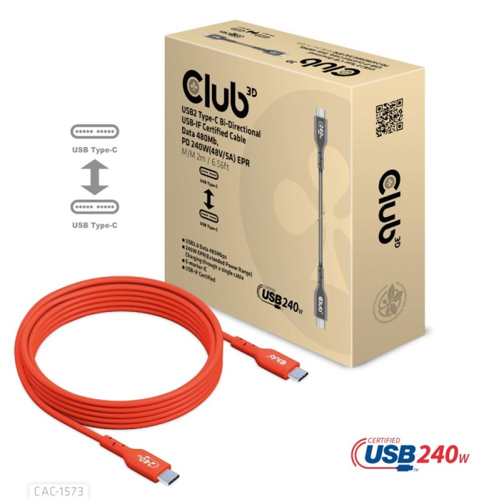 CLUB3D - CAC-1573 cable USB USB 2.0 2 m USB C Rojo