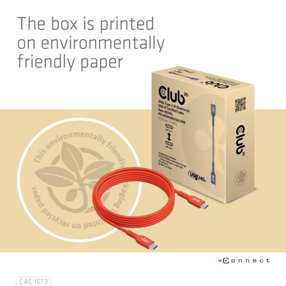 CLUB3D - CAC-1573 cable USB USB 2.0 2 m USB C Rojo
