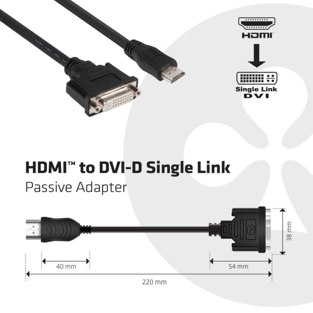 CLUB3D - HDMI to DVI Single Link Passive Adapter
