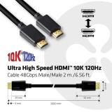 CLUB3D - Ultra High Speed HDMI 4K120Hz, 8K60Hz Certified Cable 48Gbps M/M 2 m / 6.56 ft