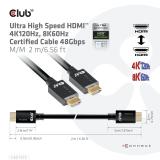 CLUB3D - Ultra High Speed HDMI 4K120Hz, 8K60Hz Certified Cable 48Gbps M/M 2 m / 6.56 ft