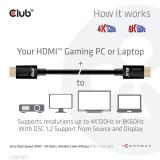 CLUB3D - Ultra High Speed HDMI 4K120Hz, 8K60Hz Certified Cable 48Gbps M/M 2 m / 6.56 ft