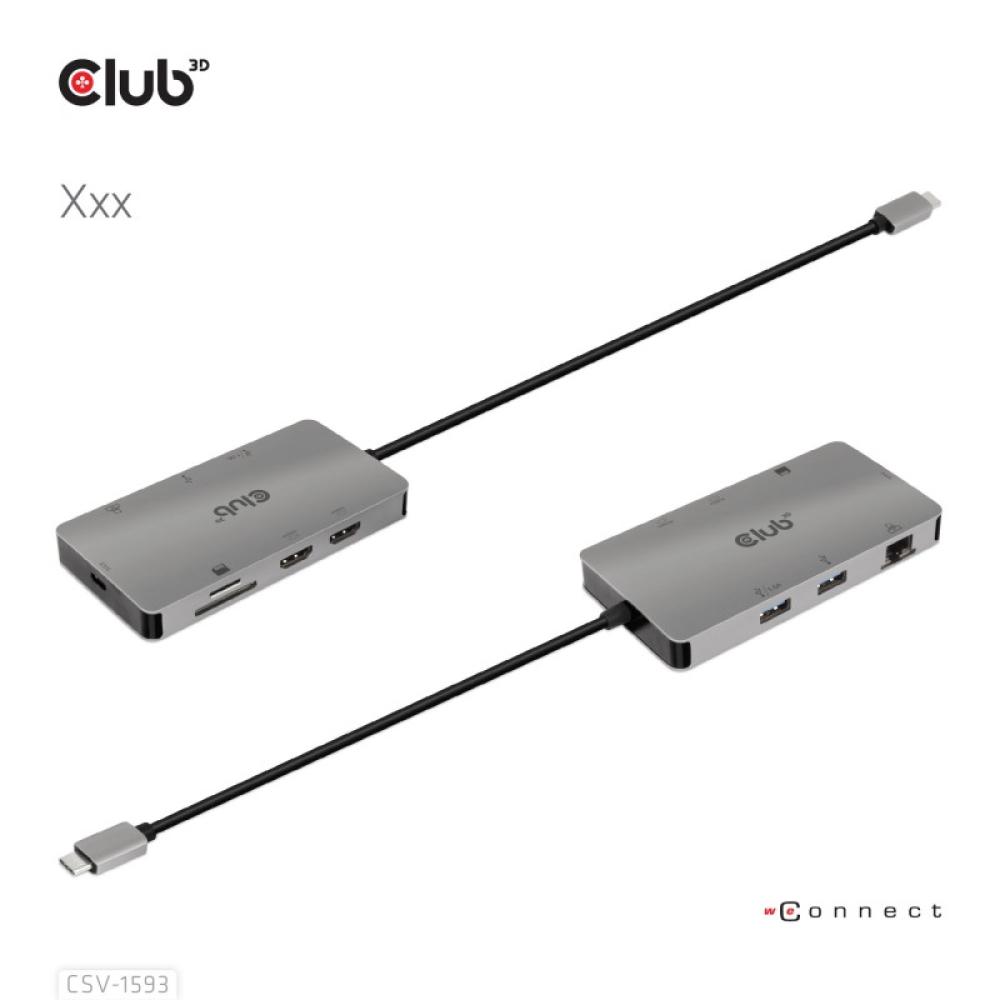 CLUB3D - CSV-1593 hub de interfaz USB 3.2 Gen 1 (3.1 Gen 1) Type-C 16200 Mbit/s Metálico