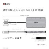 CLUB3D - CSV-1593 hub de interfaz USB 3.2 Gen 1 (3.1 Gen 1) Type-C 16200 Mbit/s Metálico