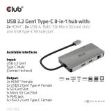 CLUB3D - CSV-1593 hub de interfaz USB 3.2 Gen 1 (3.1 Gen 1) Type-C 16200 Mbit/s Metálico