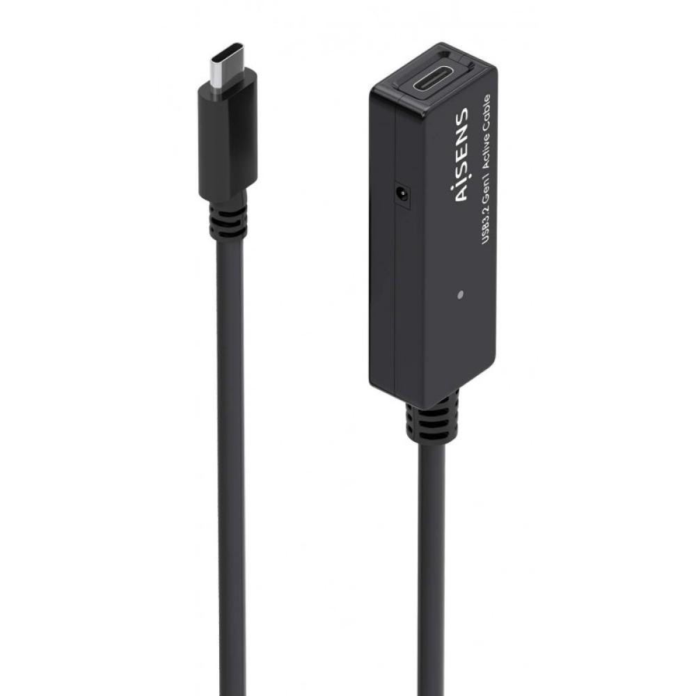 AISENS - Cable USB 3.2 Gen1x1 prolongador con Amplificador, USB-C/M-USB-C/H, Negro, 10m