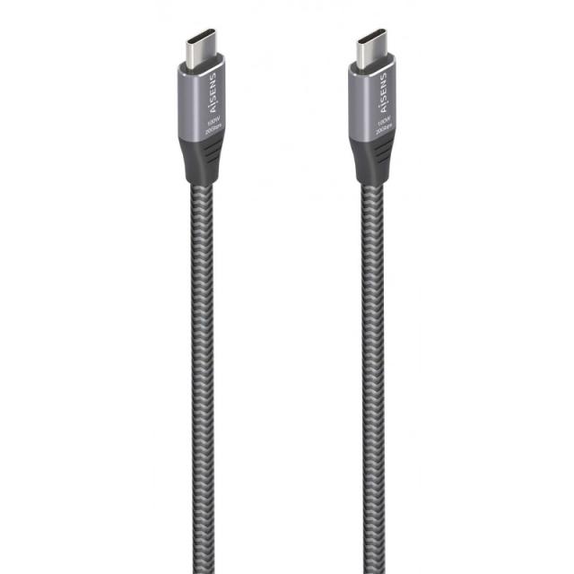 AISENS - Cable USB 3.2 Gen2x2 Aluminio 20Gbps 8K@30Hz 5A 100W E-Mark, Tipo USB-C/M-USB-C/M, Gris, 3.0m