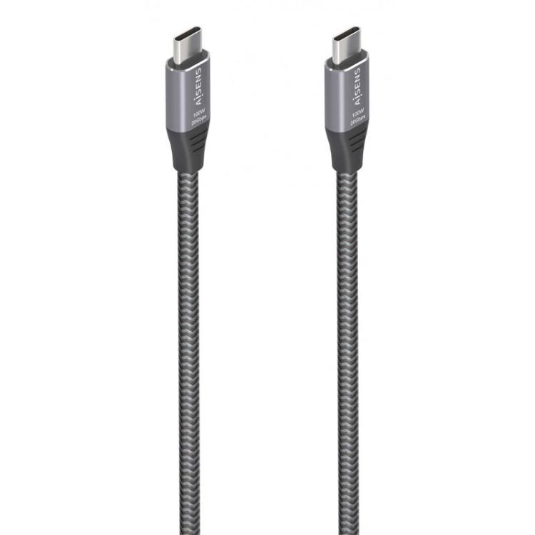 AISENS - Cable USB 3.2 Gen2x2 Aluminio 20Gbps 8K@30Hz 5A 100W E-Mark, Tipo USB-C/M-USB-C/M, Gris, 3.0m