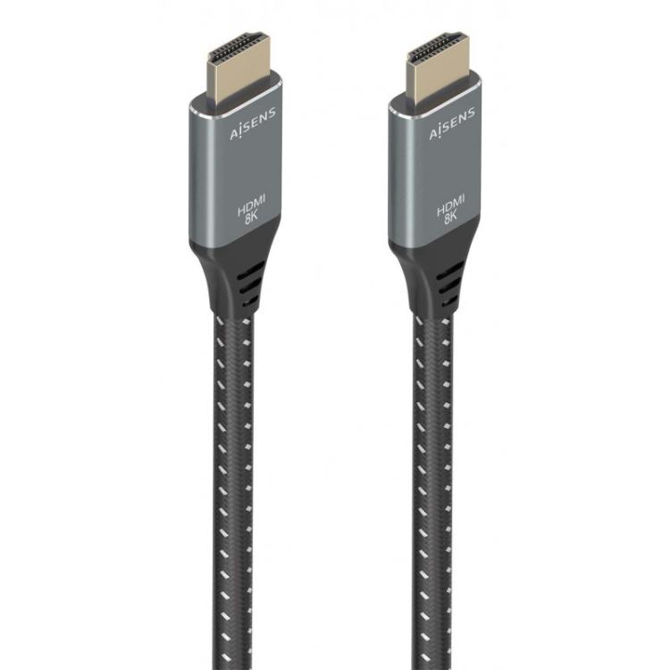 AISENS - Cable HDMI V2.1 ultra alta velocidad / HEC 8K@60Hz 48Gbps, A/M-A/M, Gris/Negro, 7.0m