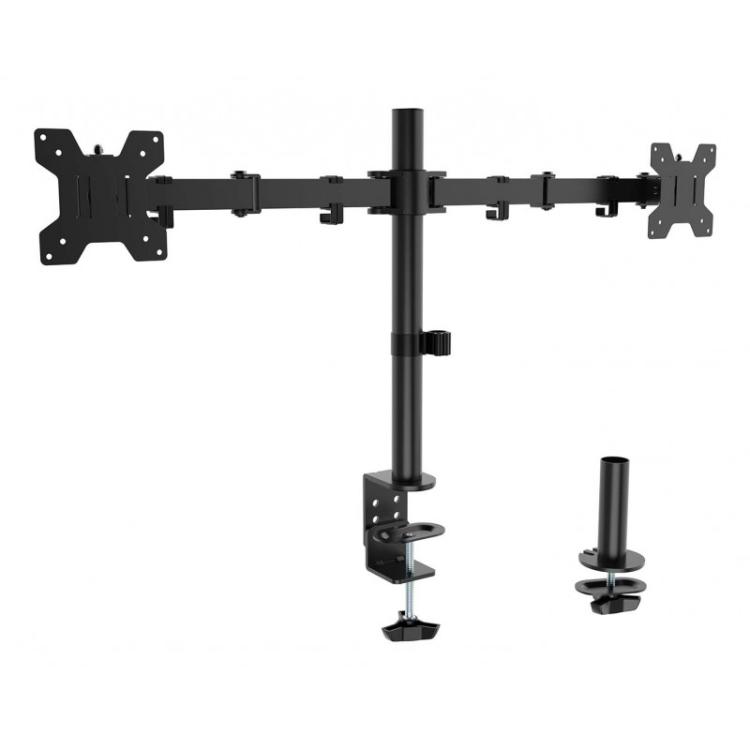 AISENS - Soporte de mesa eco giratorio e inclinable para monitor/TV 10kg (3 Pivotes, 2 Brazos) de 17-32, Negro