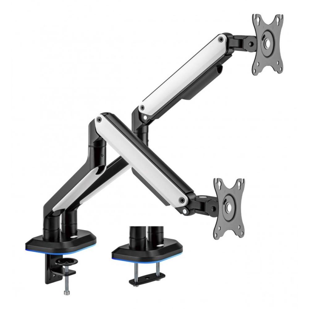 AISENS - Soporte De Mesa RGB Gaming Contrapeso Giratorio E Inclinable Para Monitor/TV 9kg (3 Pivotes, 2 Brazos) De - DT32TSR-297