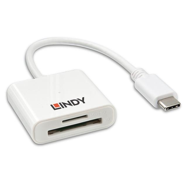 Lindy - 43185 lector de tarjeta USB 3.2 Gen 1 (3.1 Gen 1) Type-C Blanco