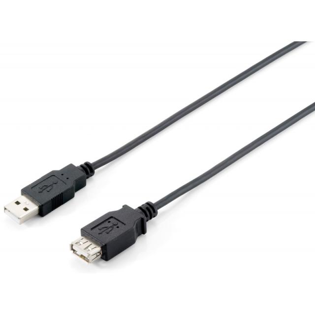 Equip - 128852 Cable de extensión USB 2.0 tipo A macho a hembra, 5,0 m , negro