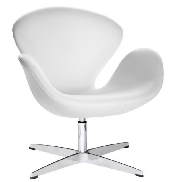 Sillón SW, tapizado en similpiel blanca