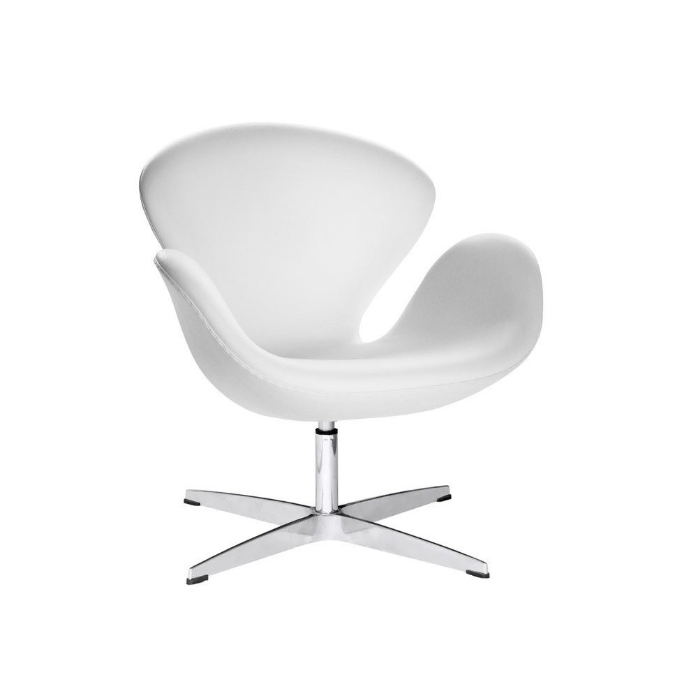 Sillón SW, tapizado en similpiel blanca
