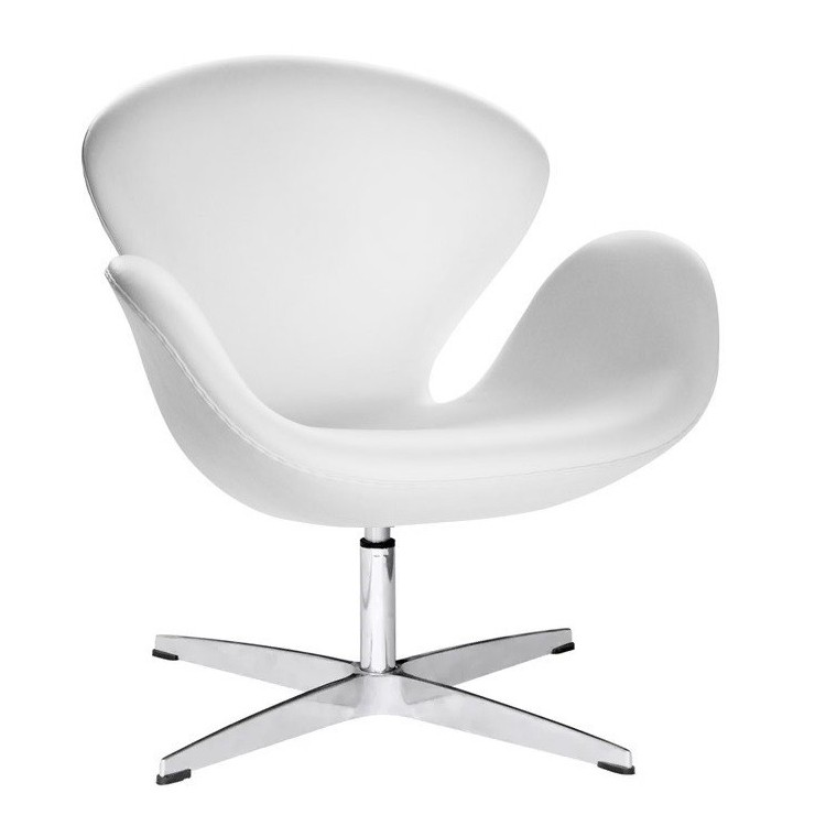 Sillón SW, tapizado en similpiel blanca