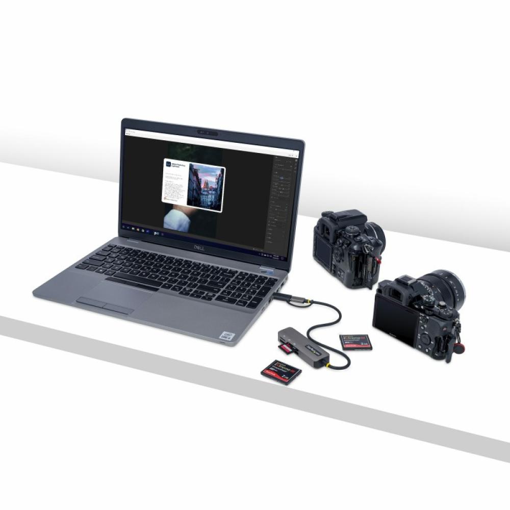 StarTech.com - Lector USB 3.0 de Tarjetas de Memoria Flash SD CompactFlash y microSD - Grabador USB-C de Tarjetas de Memoria - L