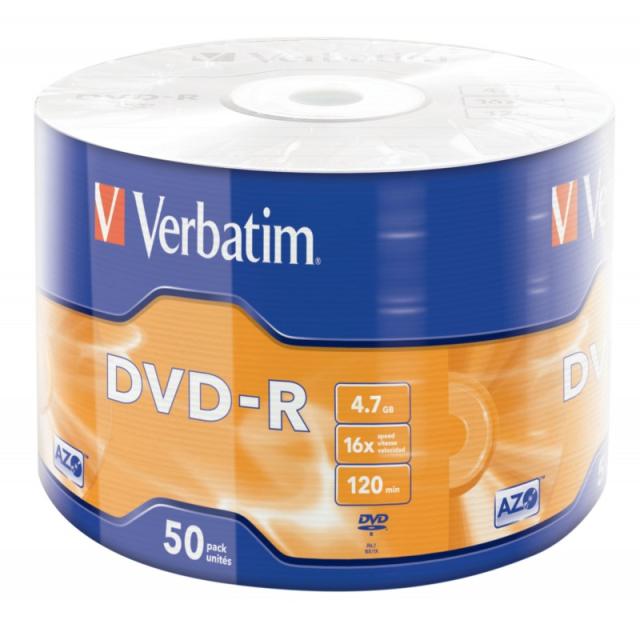 Verbatim - DVD-R Matt Silver en Wrap Spindle (bobina envuelta) de 50 unidades