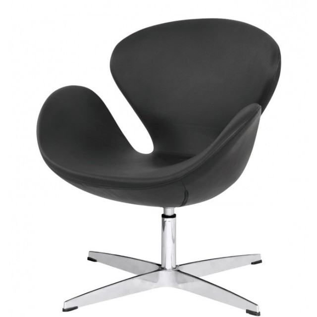 Sillón SW, tapizado en similpiel negra